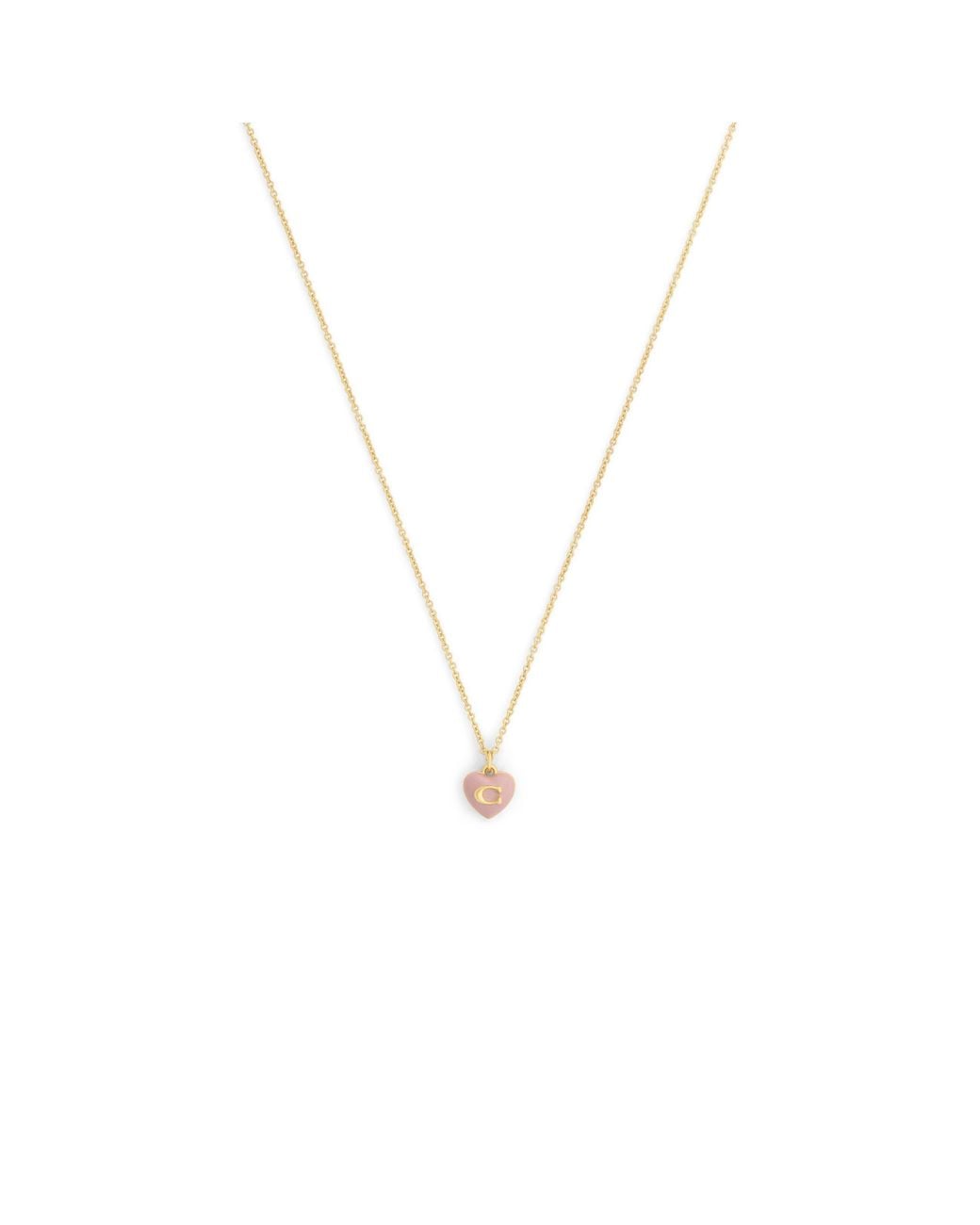 COACH Metallic Heart Pearl Pendant Necklace