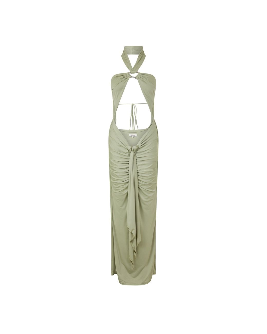 Mars the Label Green Pleated Halter Neck Maxi Dress