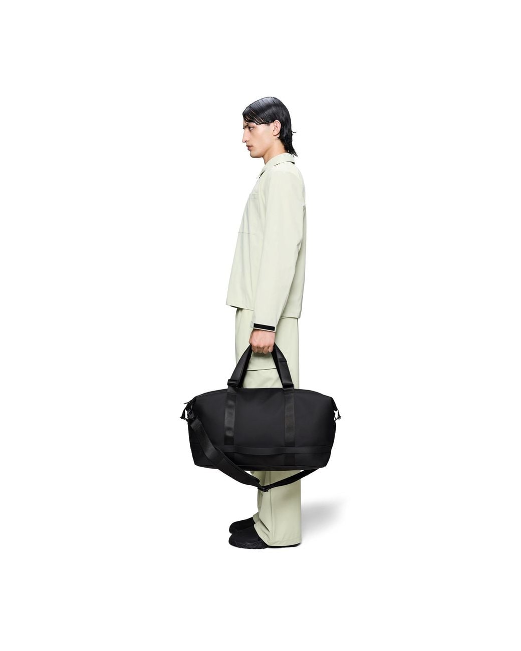 Rains Black Otg Waterproof Weekend Holdall Bag 33 L