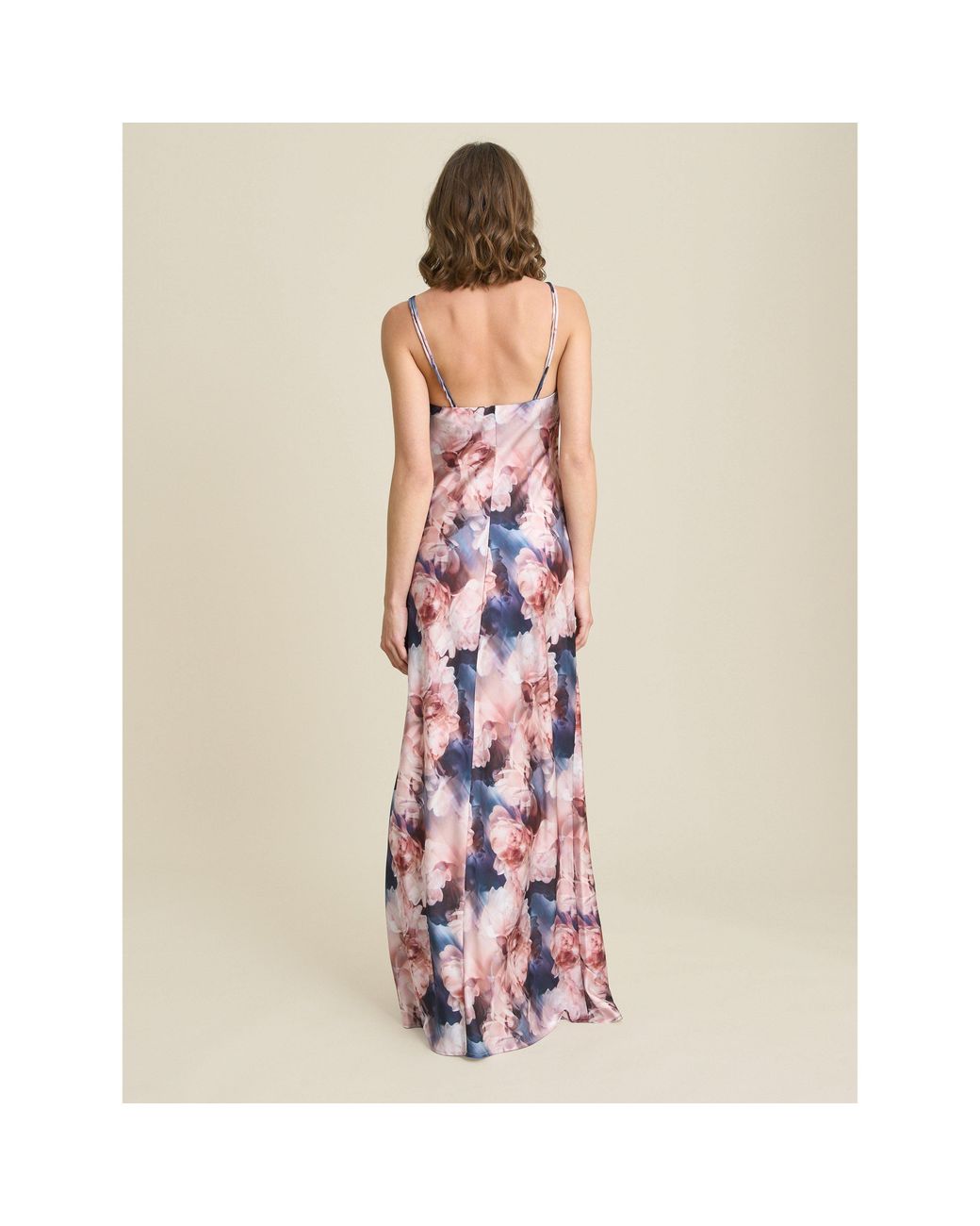 Gina Bacconi Pink Sudie Floral Satin Maxi Dress