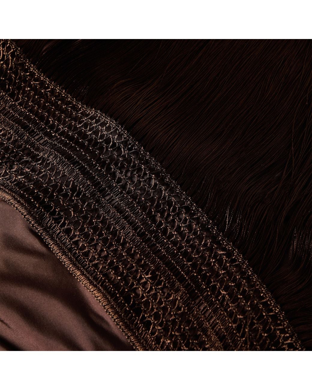 ANDAMANE Brown Marisol Fringe Long Maxi Dress