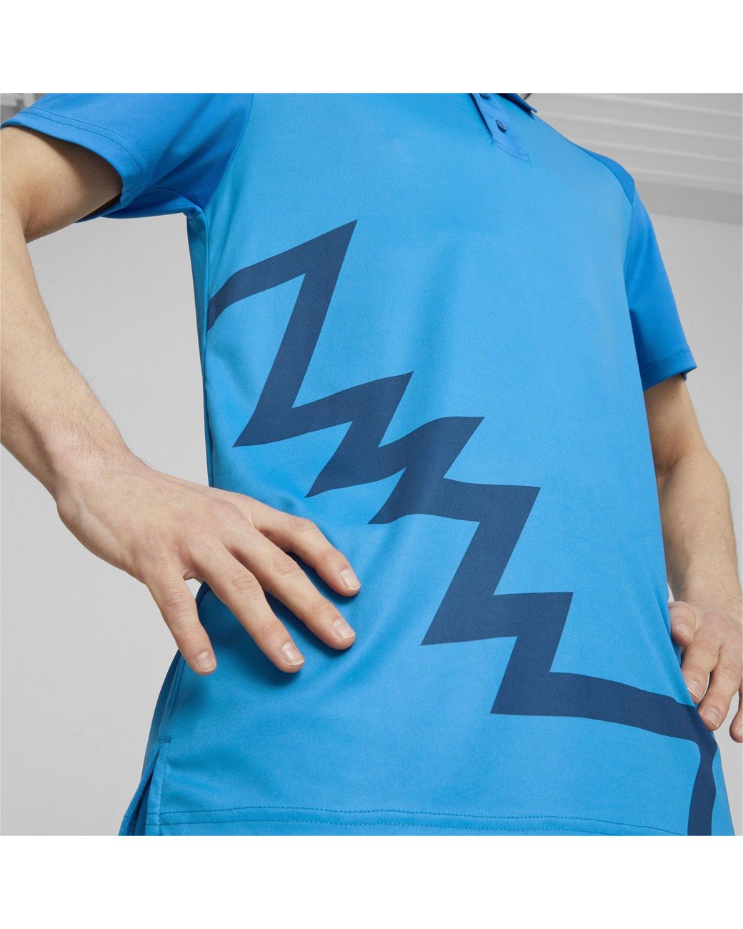 PUMA Blue Hoops Team Short Sleeve Performance Polo Shirt for men