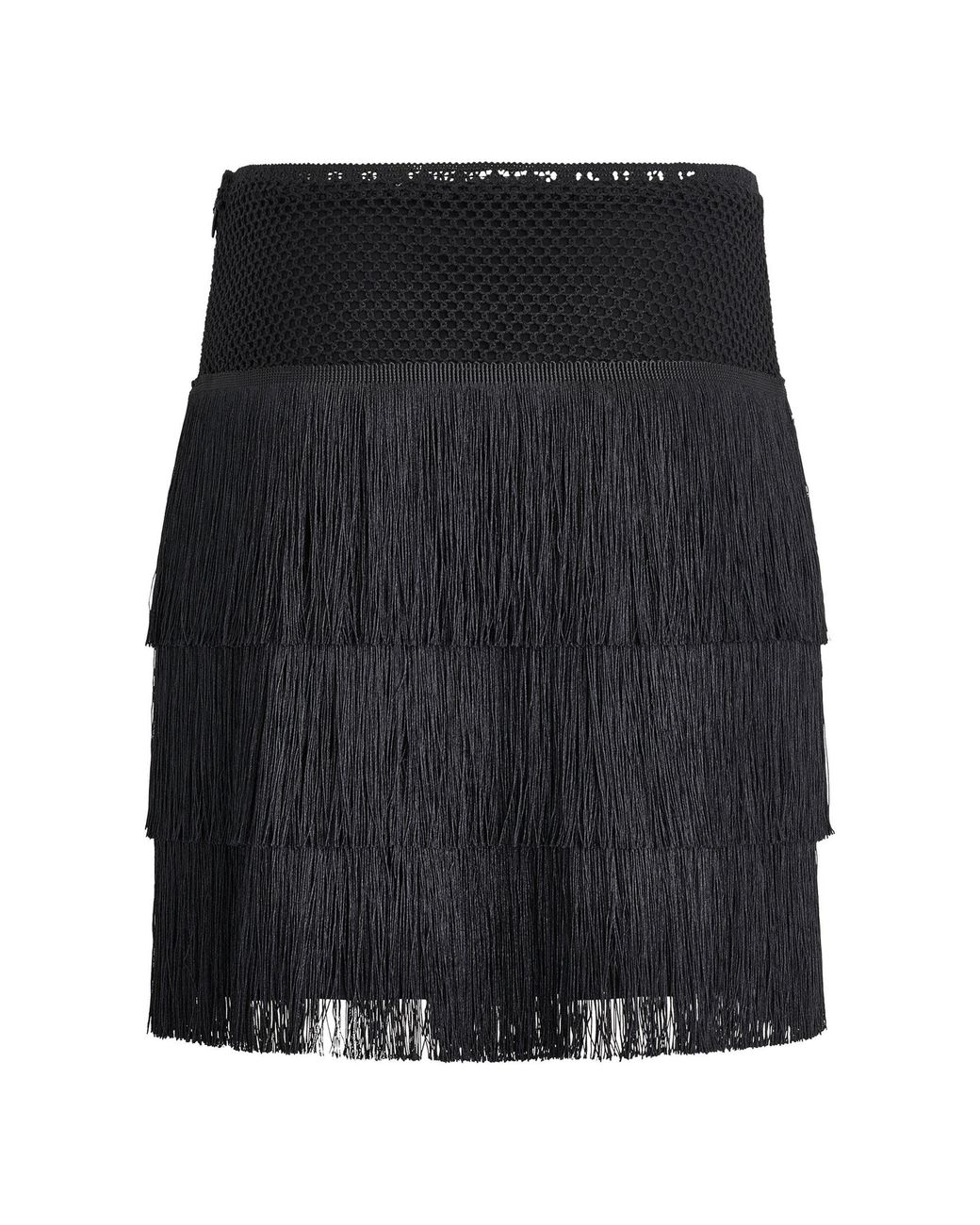 DKNY Black Fringe Mini Skirt
