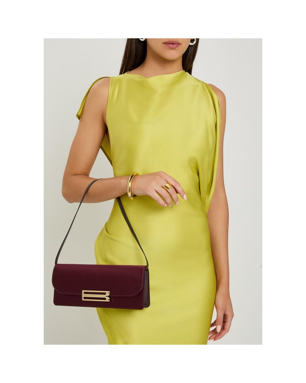 Victoria Beckham Purple Dorian East-West Clutch Satin