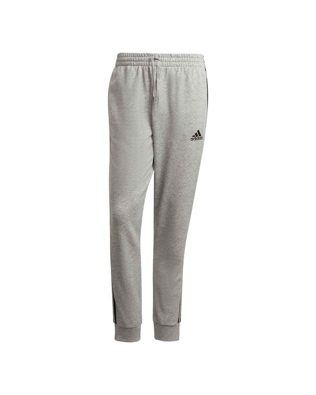 Adidas Gray Essentials Tapered Cuff 3-Stripes Joggers for men