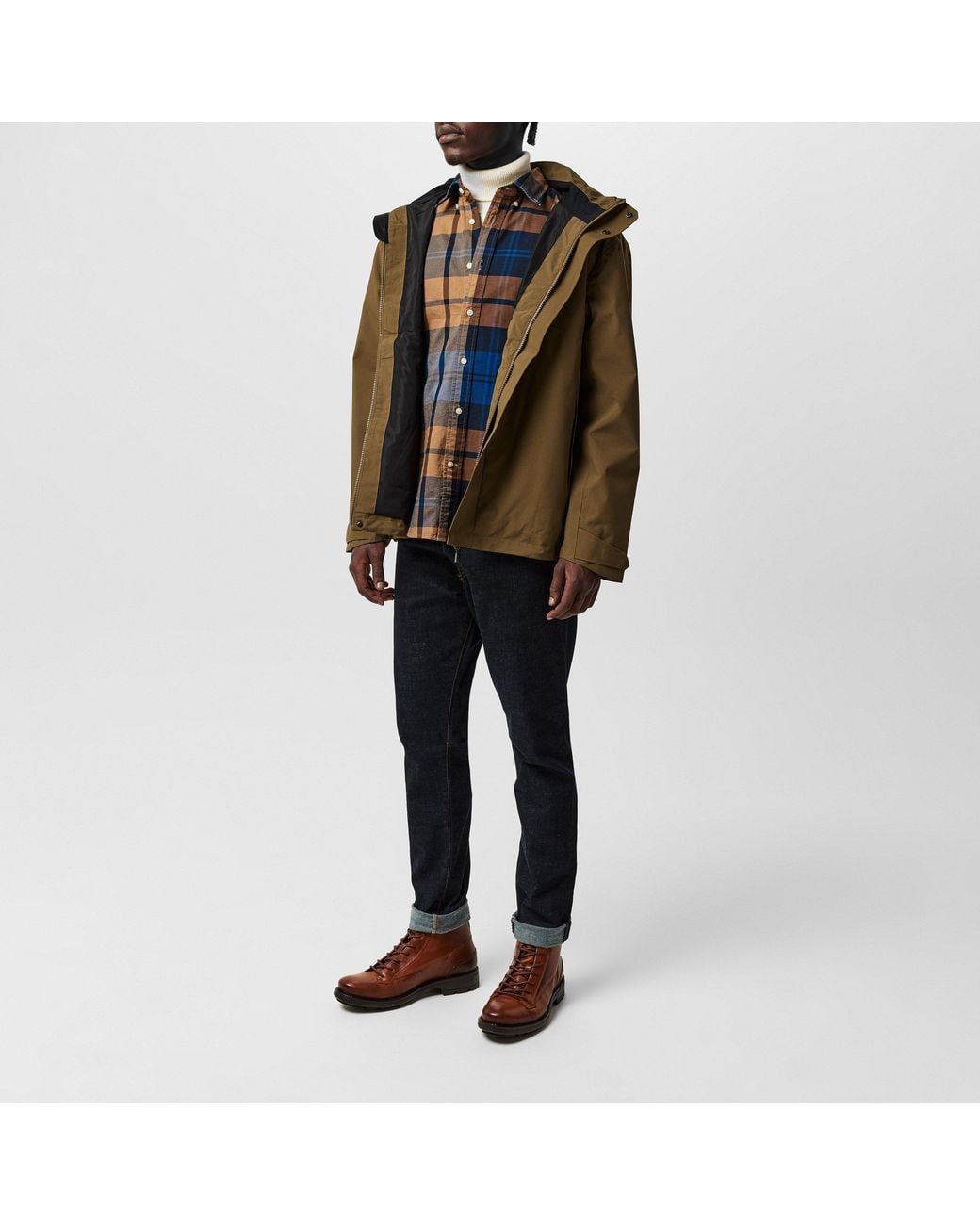 Firetrap Green Hooded Dwr Long Sleeve Waterproof Jacket for men