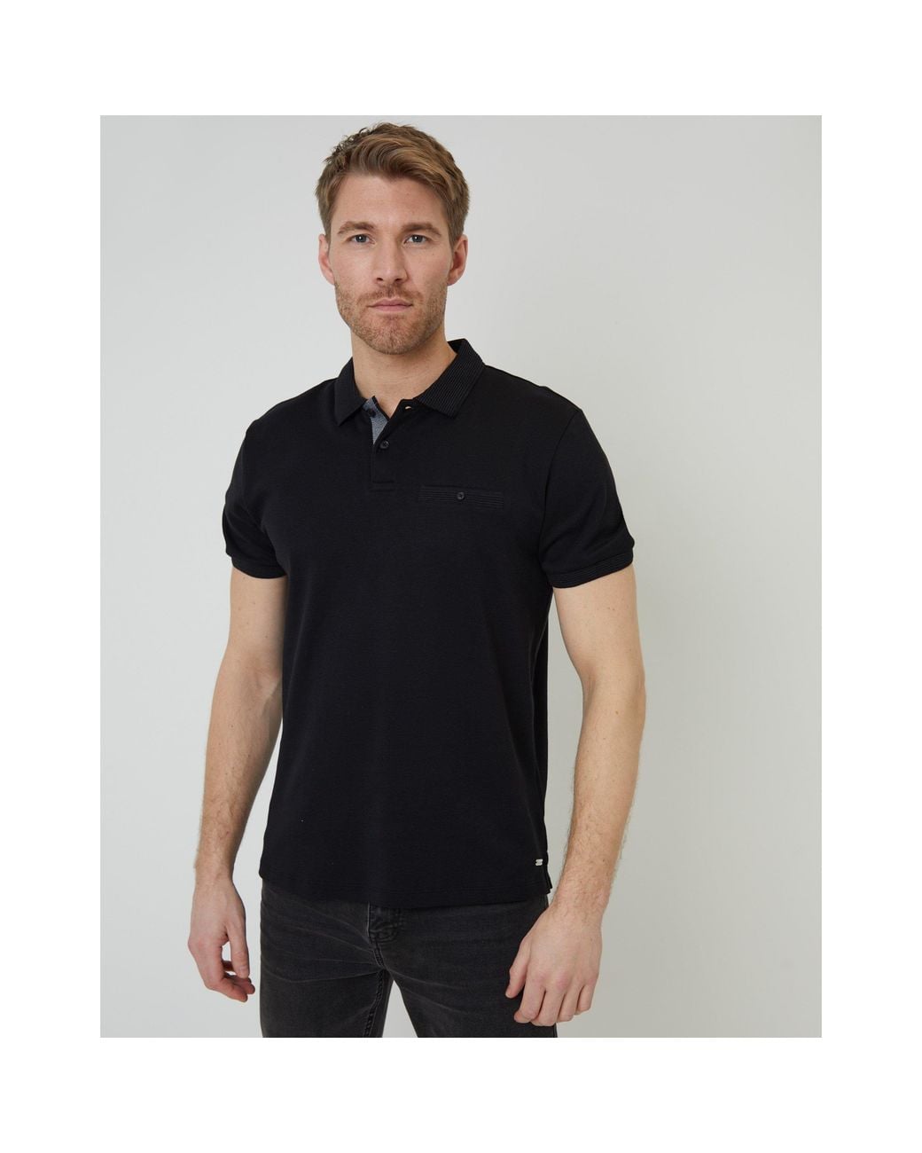 Threadbare Black Tb Otto Short-Sleeve Polo Shirt for men