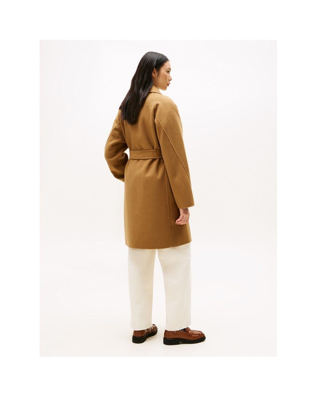 Tommy Hilfiger Natural Belted Double-Breasted Tailored Fit Overcoat