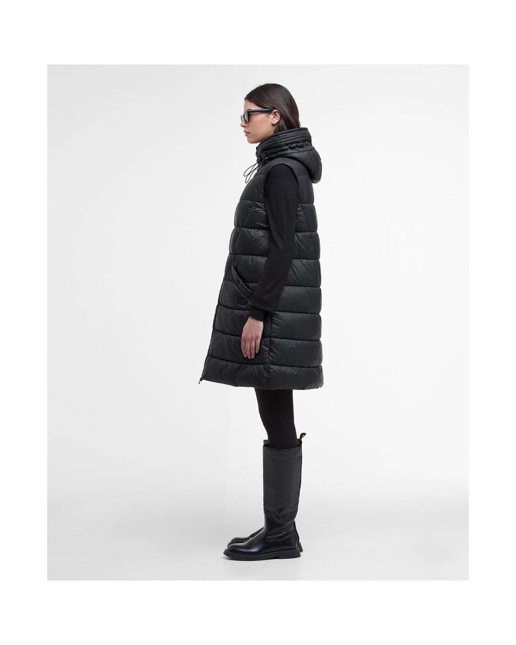 Barbour Black Cecilla Funnel Neck Full Zip Sleeveless Gilet