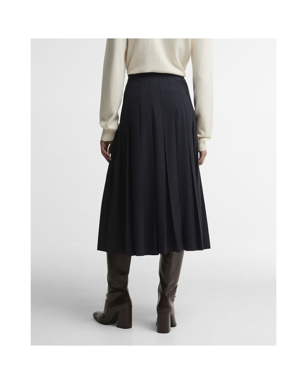 Barbour Blue Delilah Pleated Midi Skirt