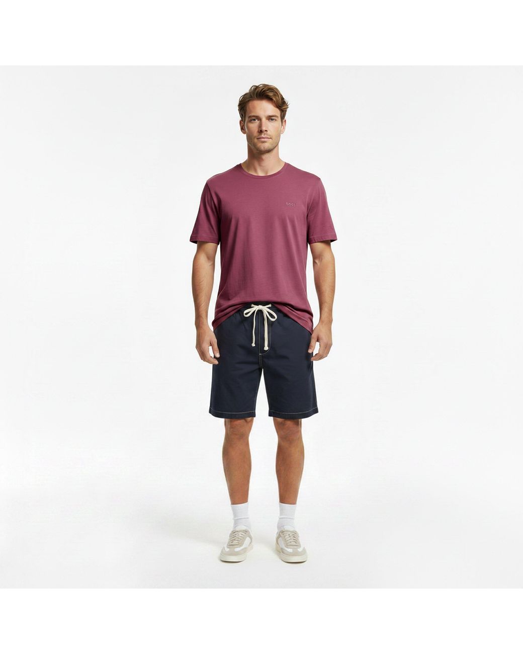 Boss Purple Tales T-Shirt With Logo Patch Premium Cotton for men