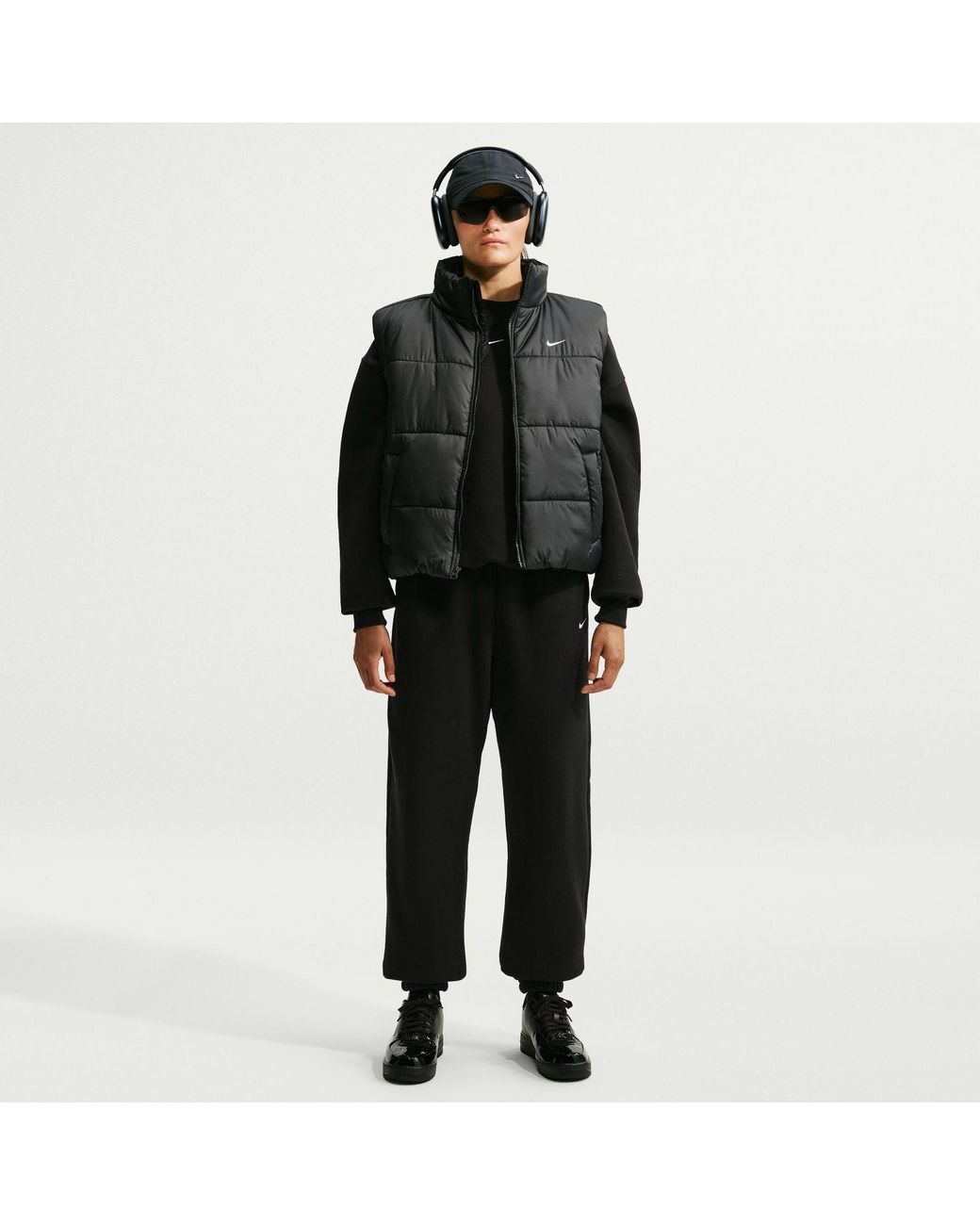 Nike Black Sportswear Phoenix Fleece High-Waisted Oversized Tracksuit Bottoms