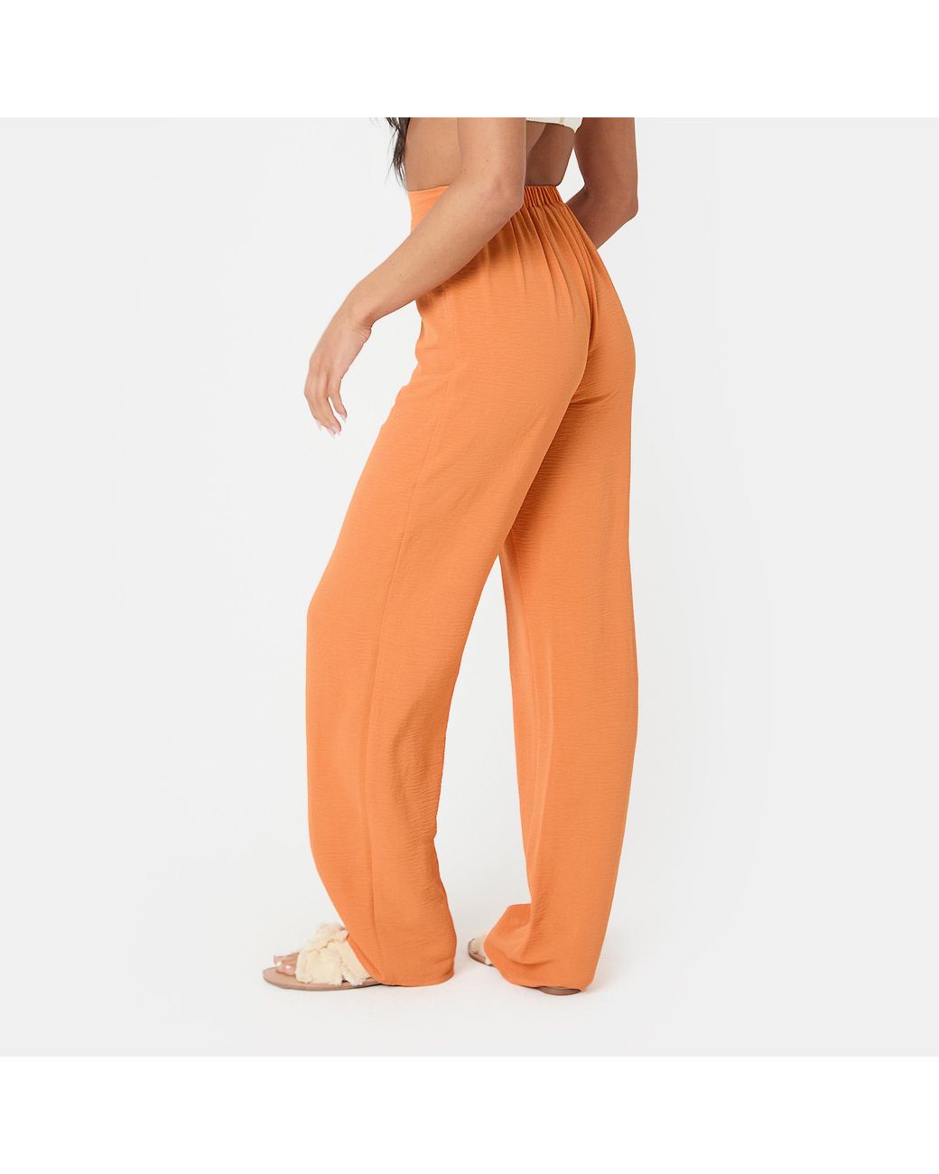 I Saw It First Orange Soft Crepe Wide Leg Trousers