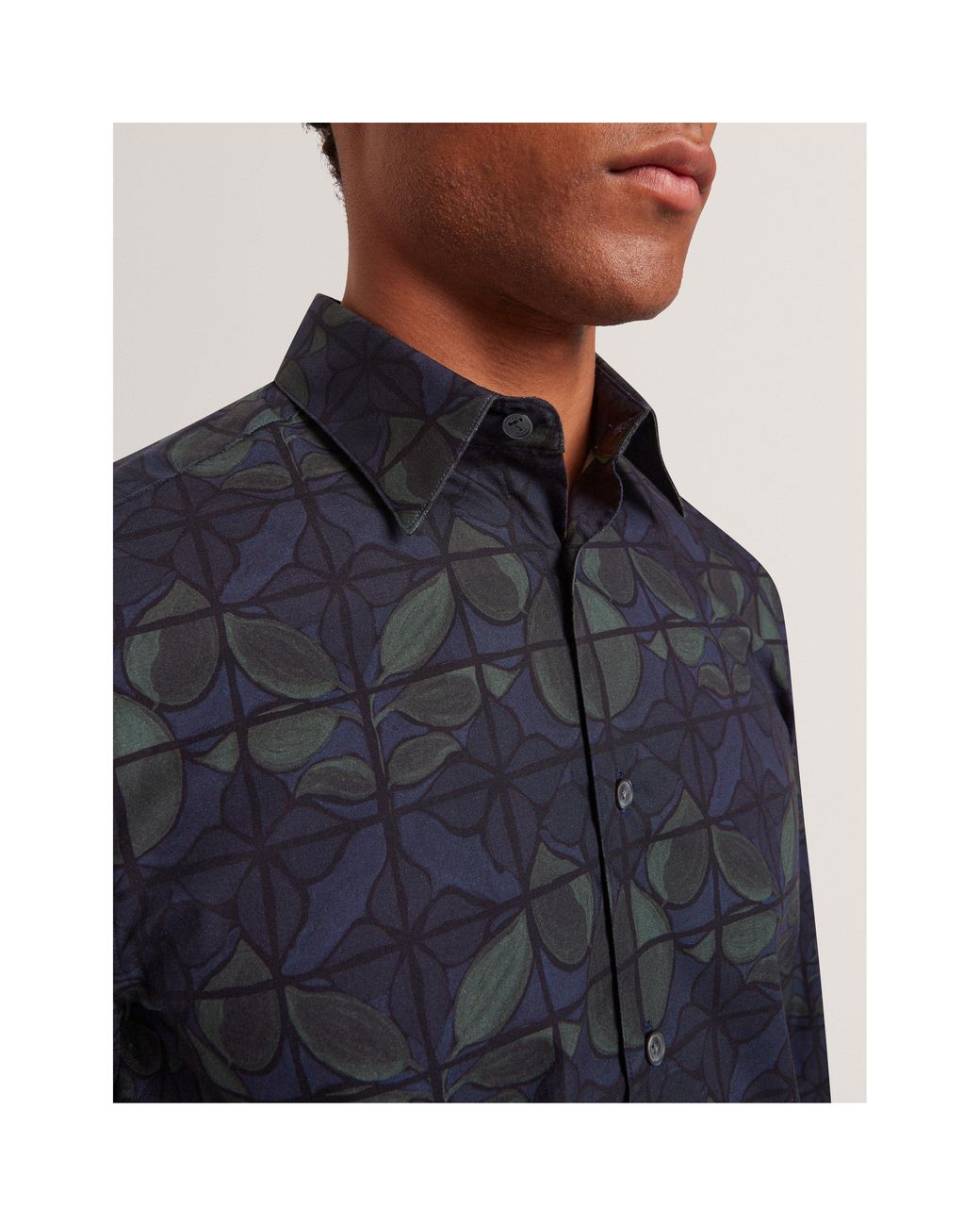 Ted Baker Blue Long-Sleeve Floral Patterned Shirt for men