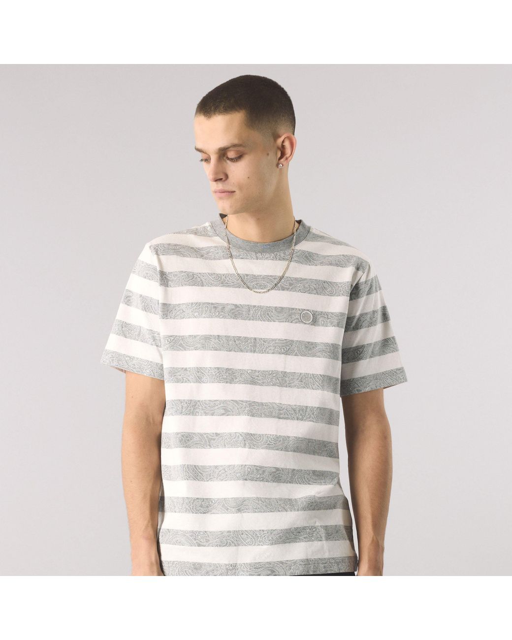 Pretty Green White Eclipse Stripe Regular Fit T-Shirt for men