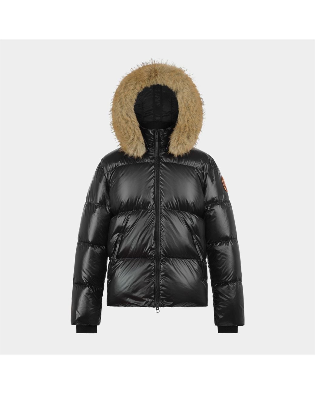 ARCTIC ARMY Black Puffer Og Hooded Long Sleeve Short Puffer Jacket for men