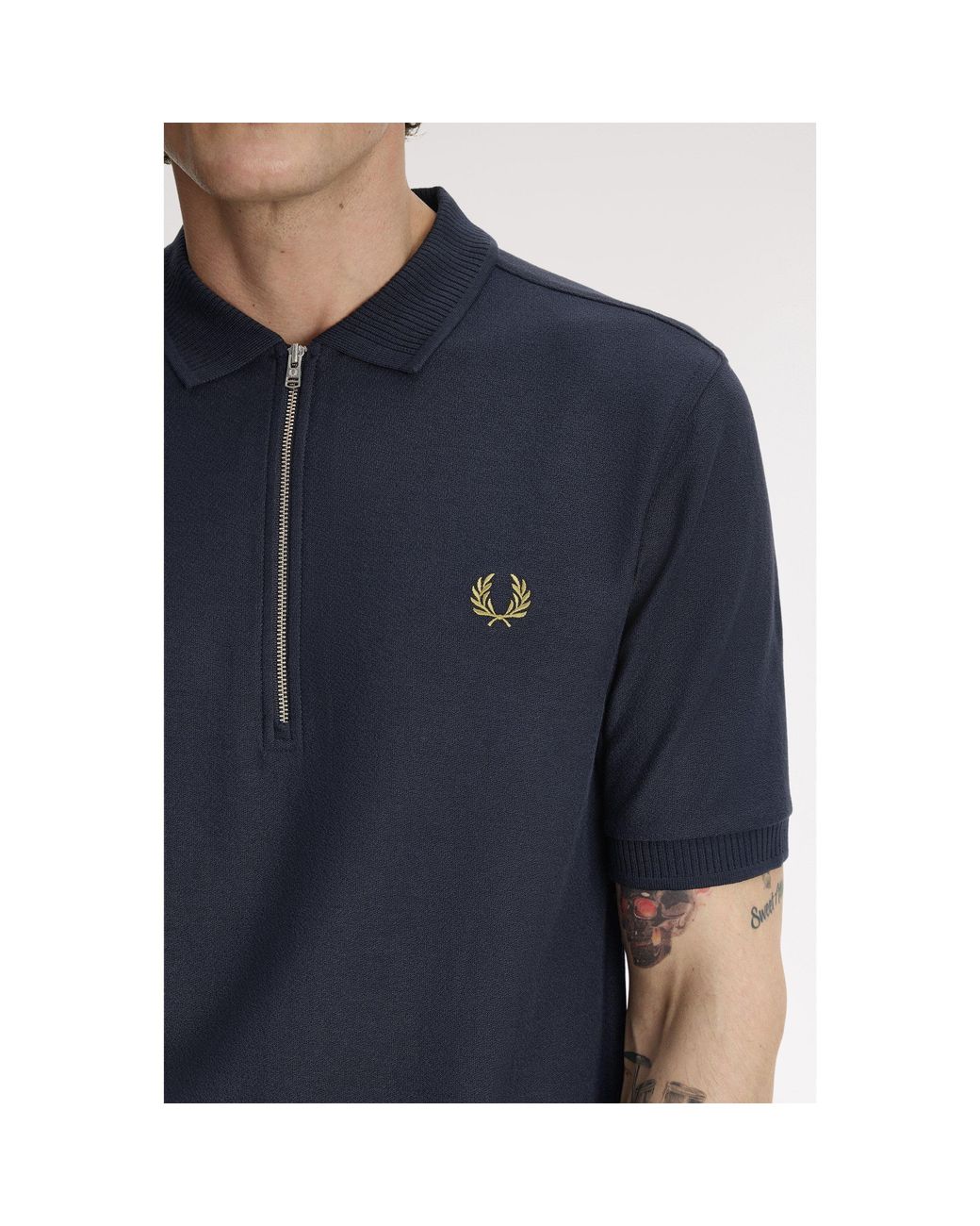 Fred Perry Blue Fred Crepe Zip Polo Sn71 for men