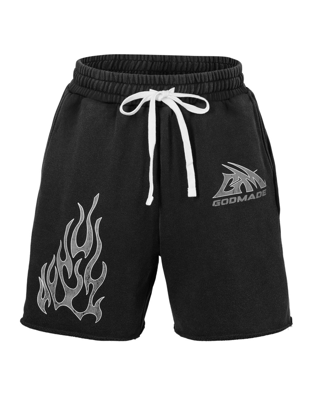 God Made Black Fleece Jogger Shorts for men