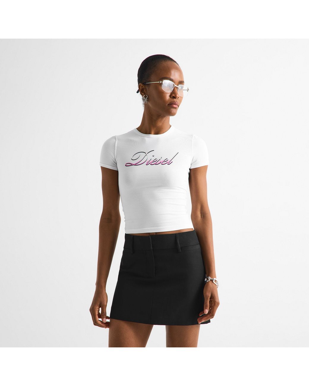 DIESEL White Versatile Cropped T-Shirt