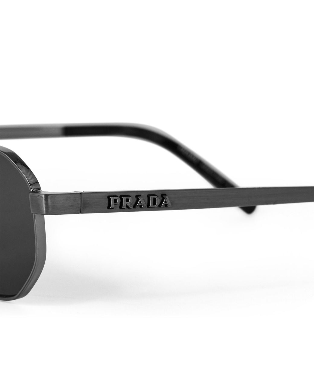 Prada Black Stainless Steel Aviator Sunglasses for men