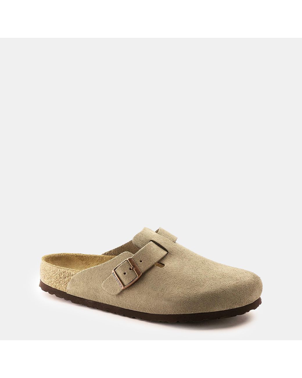 Birkenstock Natural Boston Suede Flat Sandals