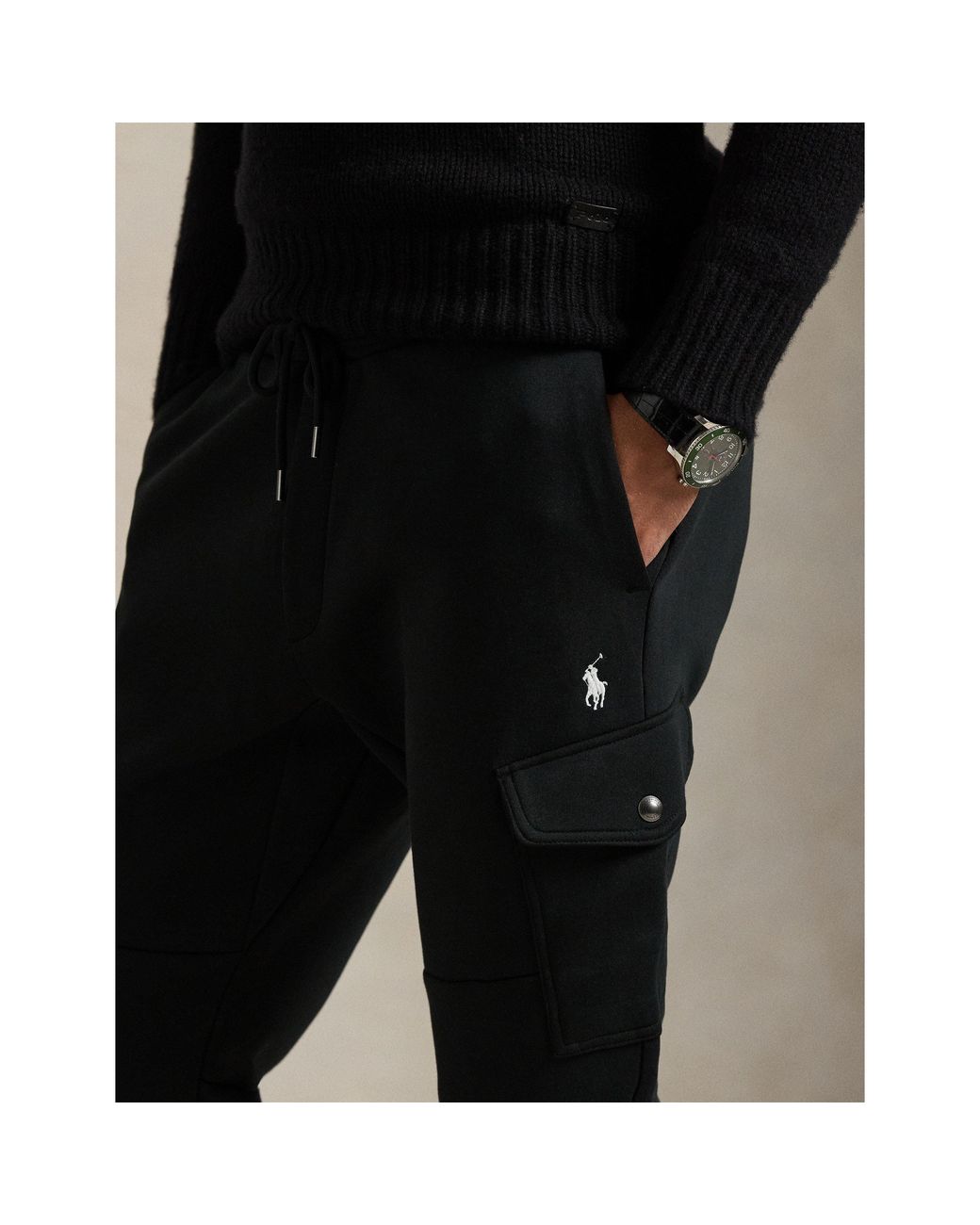 Polo Ralph Lauren Black Tech Cargo Joggers for men