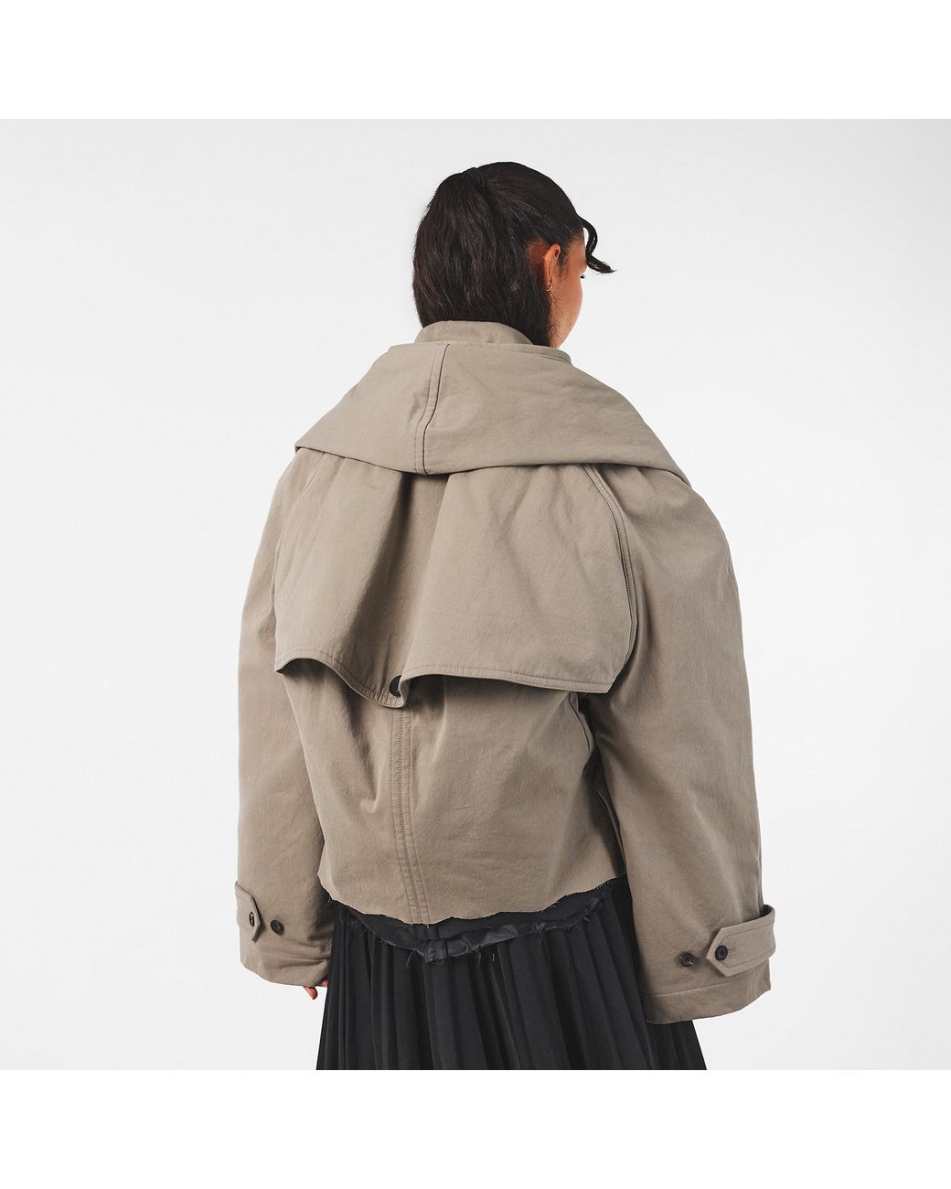 Balenciaga Gray Hooded Trench Coat