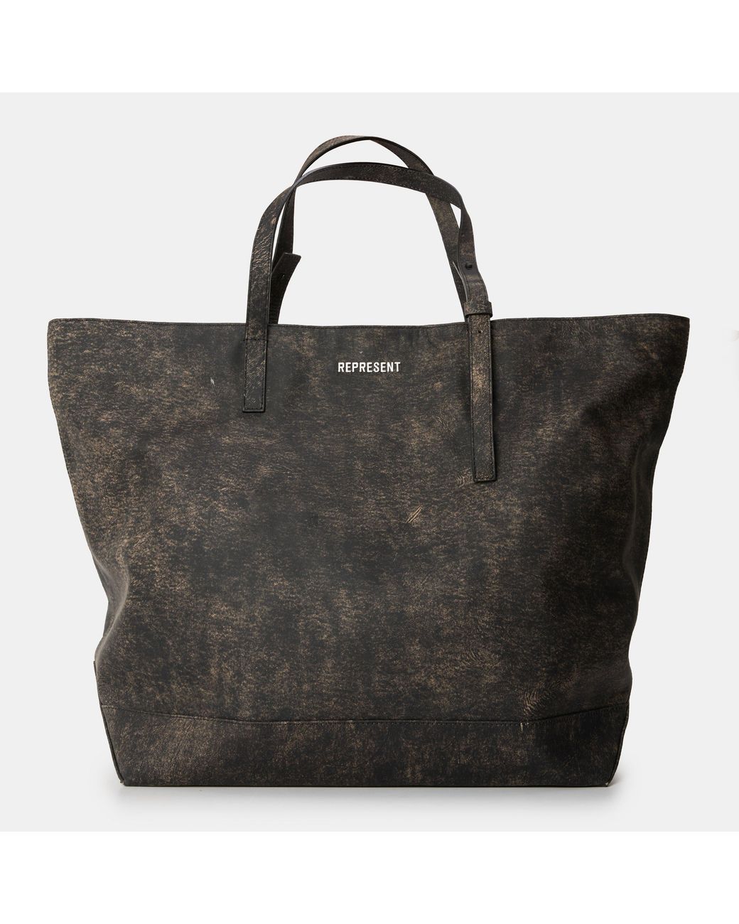 Represent Black Leather Tote Bag for men