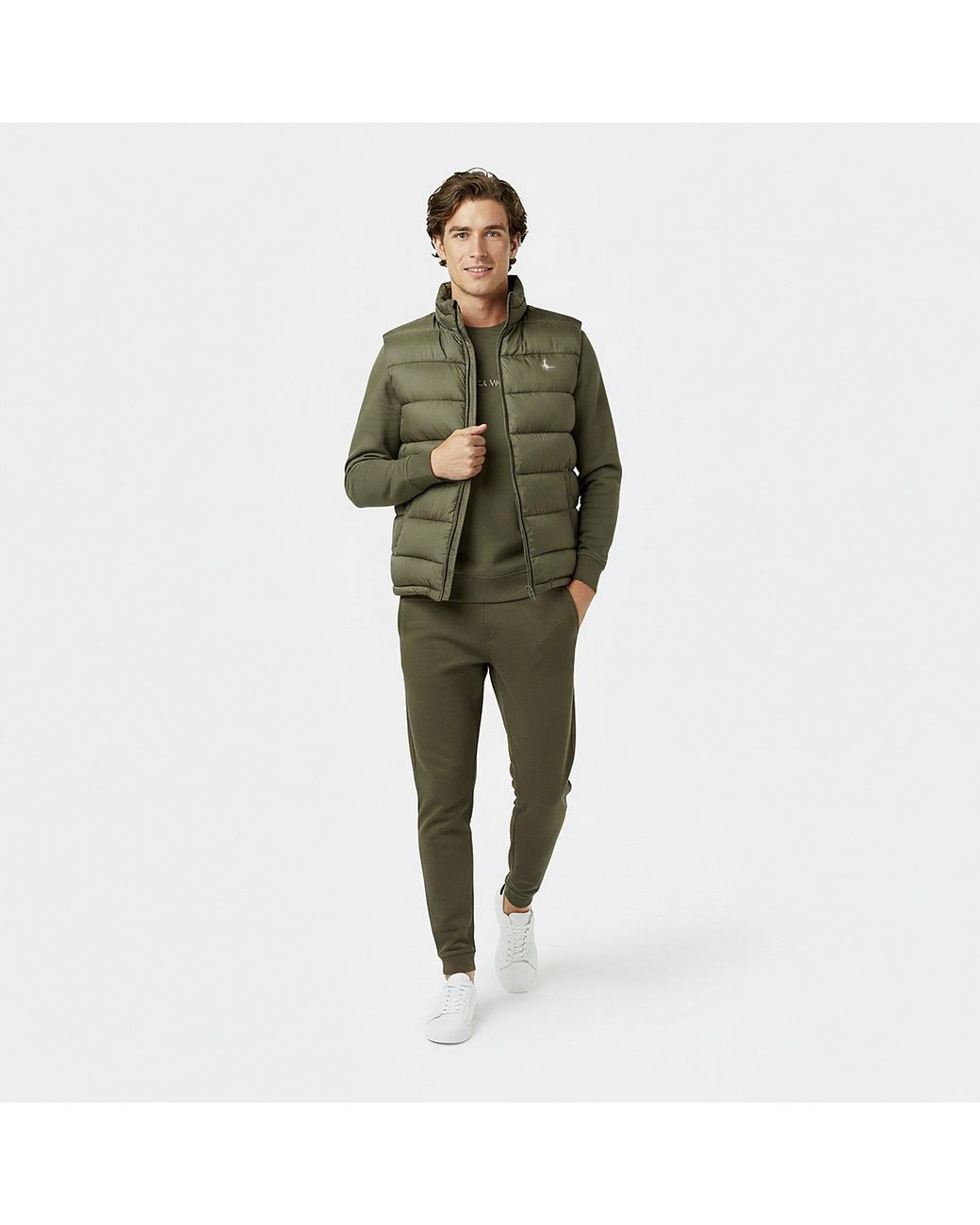 Jack Wills Green Kershaw Lightweight Water Resistant Puffer Gilet for men