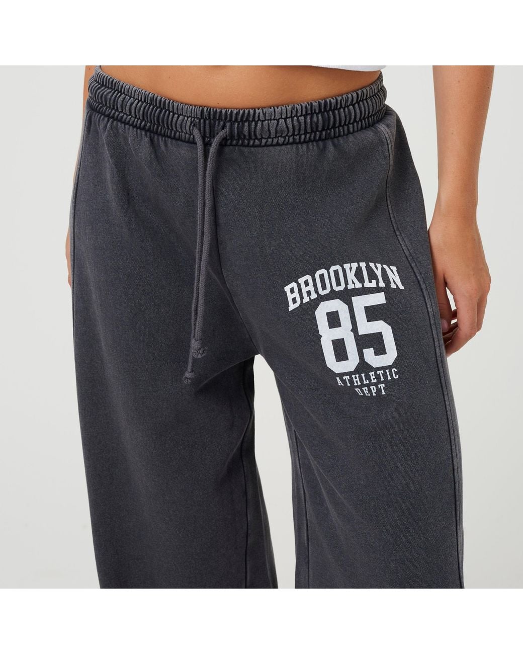 Brave Soul Blue Ladies Acid Wash Wide Leg Jogger