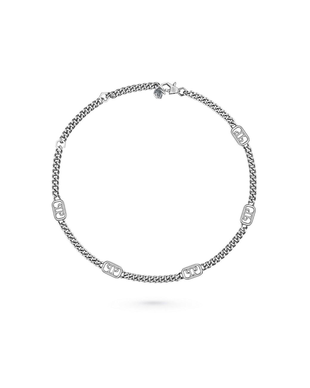 Philipp Plein Metallic Plein Lettering Chain Necklace for men