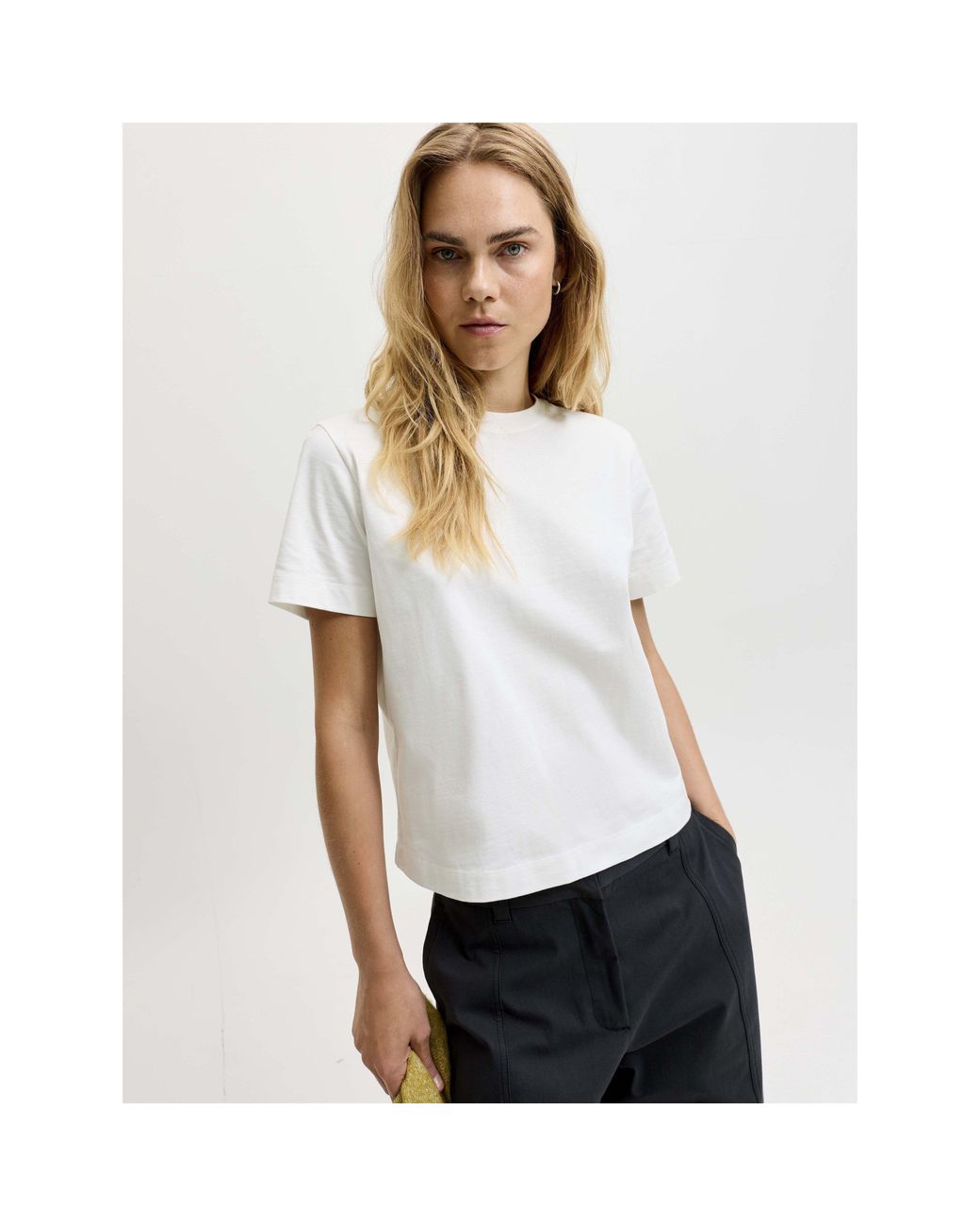 JJXX White Sophia Boxy Short-Sleeve Cotton T-Shirt