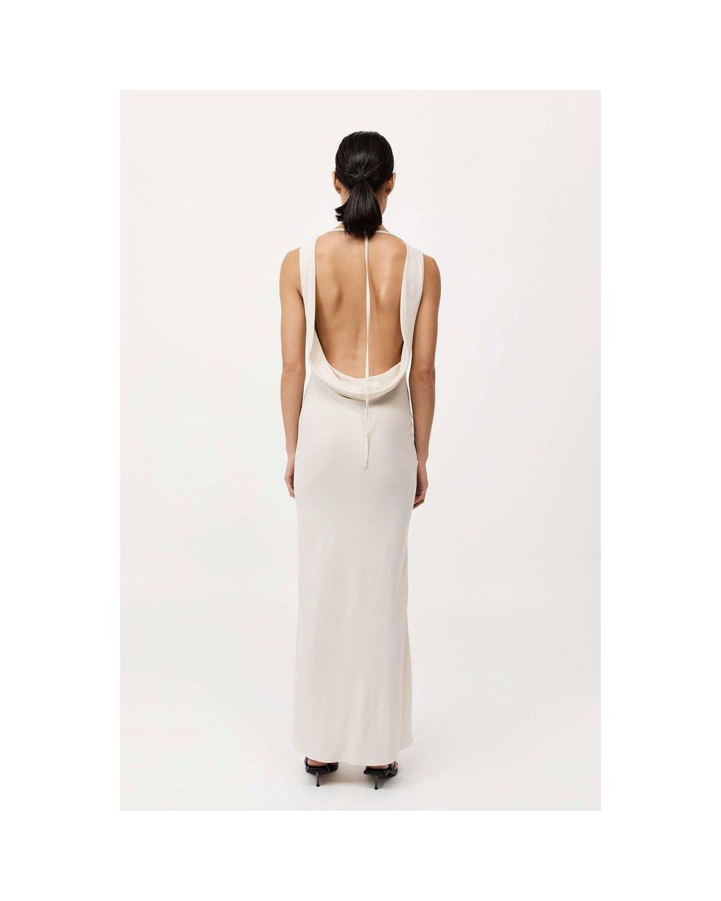 St. Agni White Draped Cowl Maxi Dress