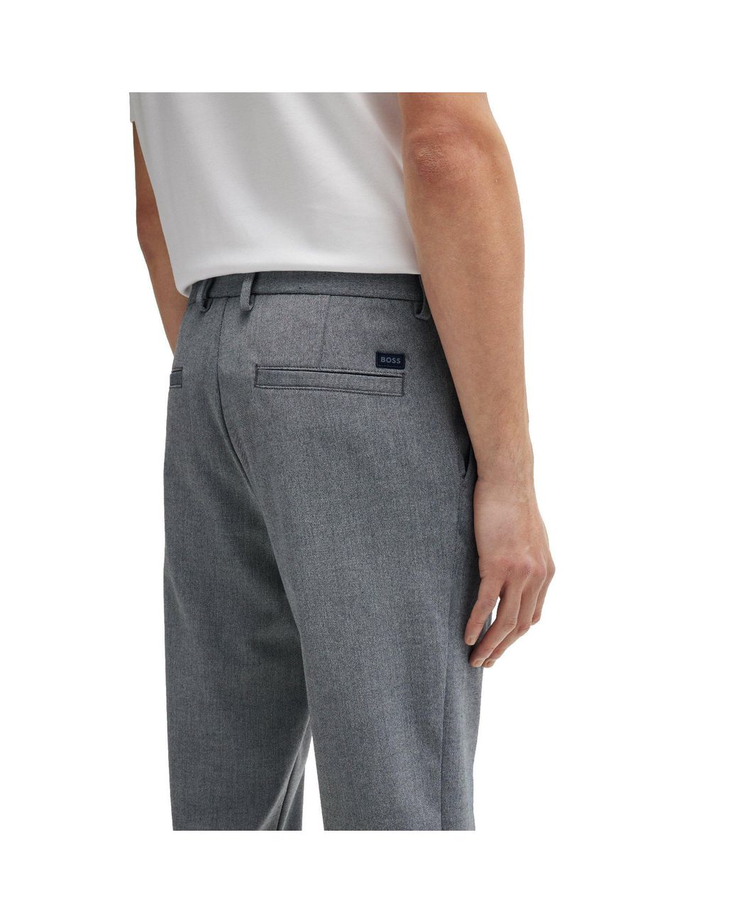 Boss Gray Straight Leg Trousers for men
