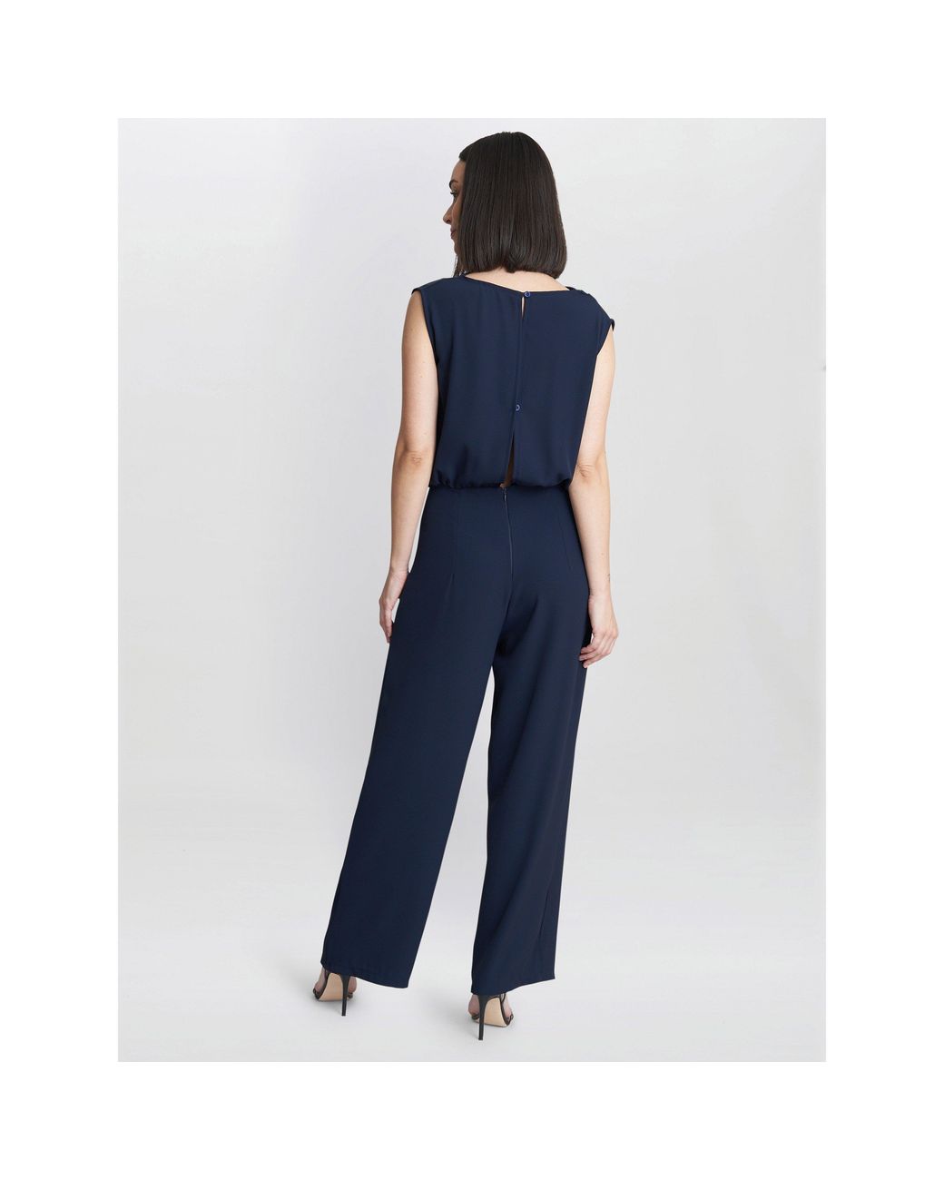 Gina Bacconi Blue Anaya Crepe Jumpsuit