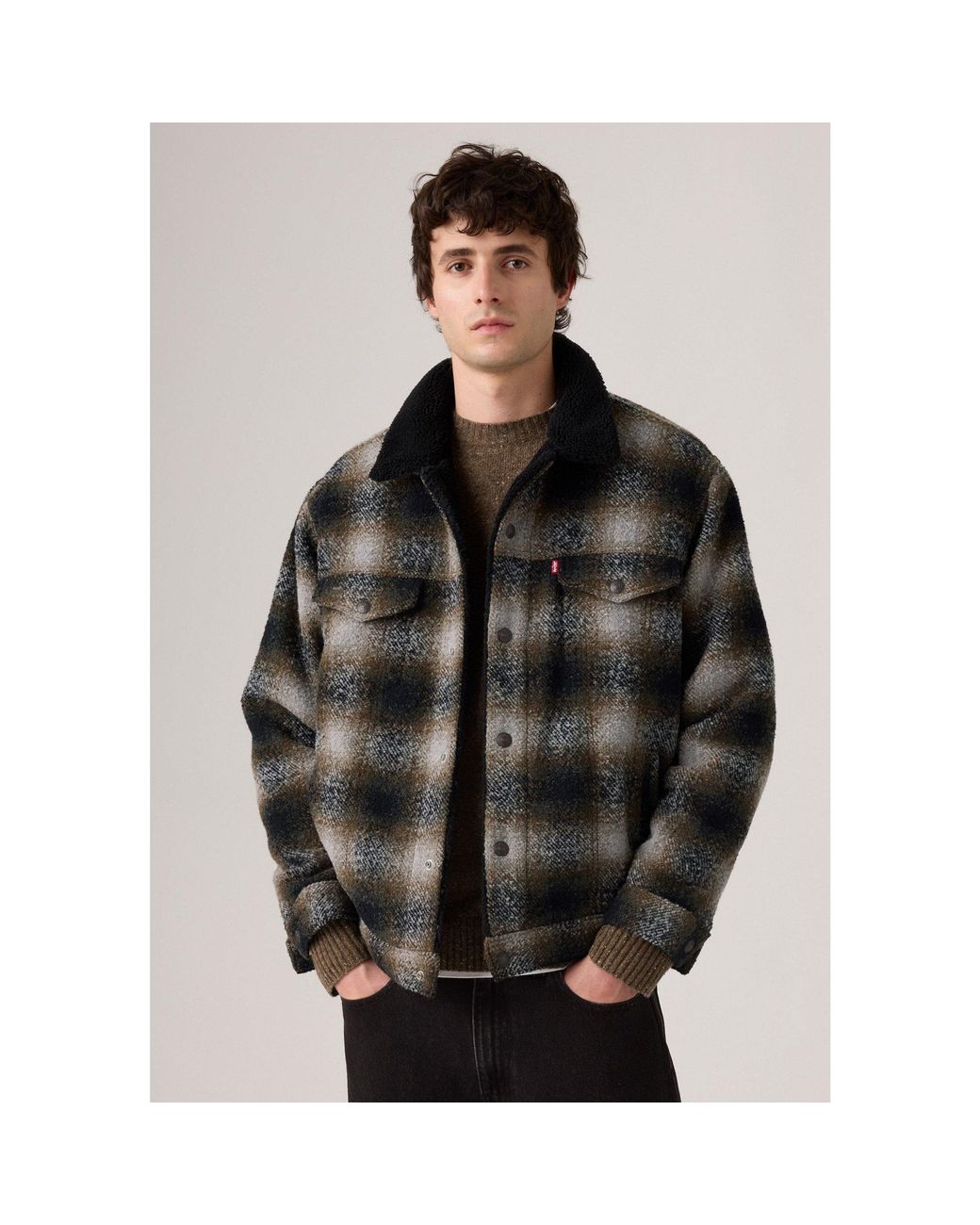 Levi's Green Levi's Denim Sherpa Relaxed Fit Jacket for men