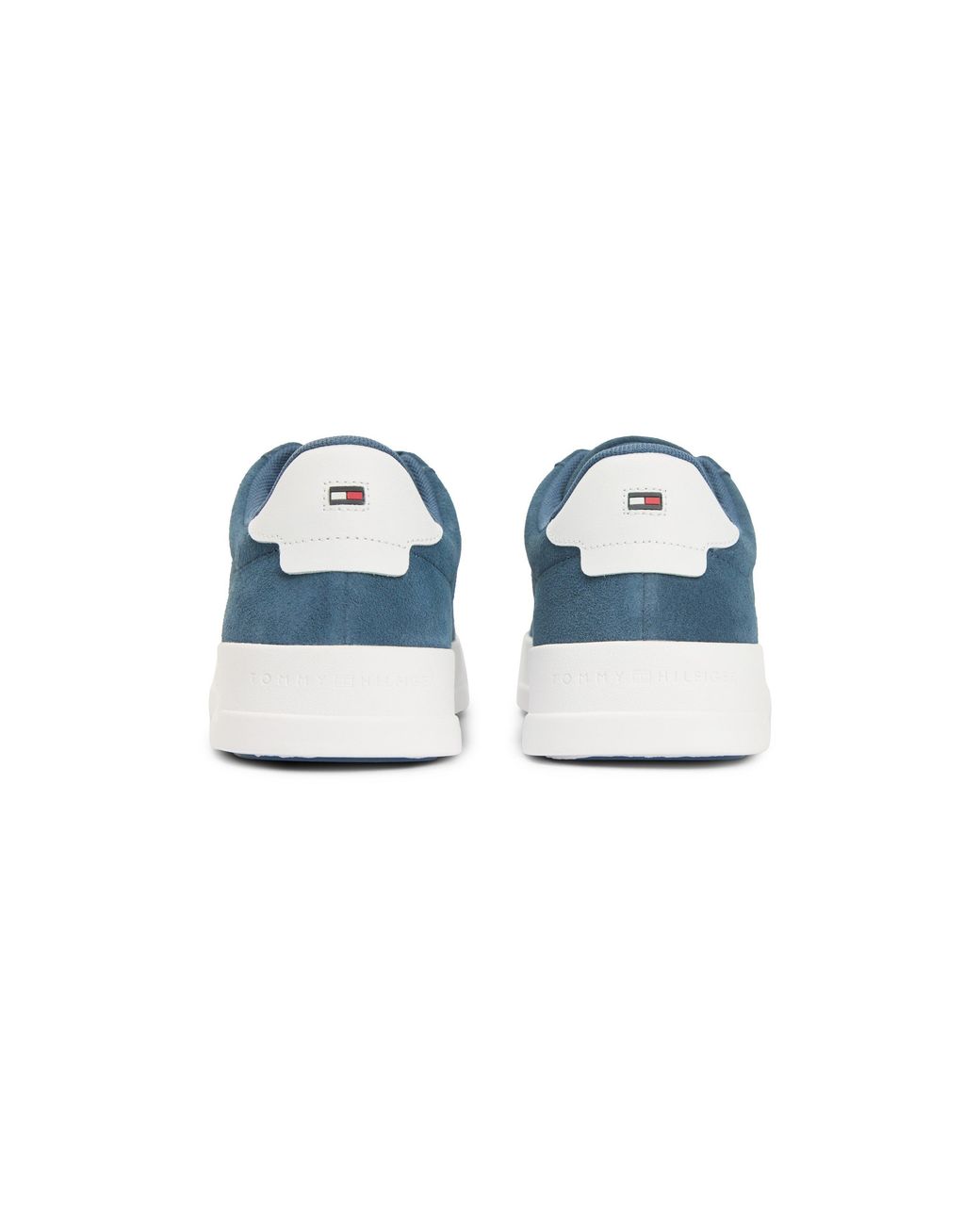 Tommy Hilfiger Blue Contrast Heel Suede Court Trainers for men
