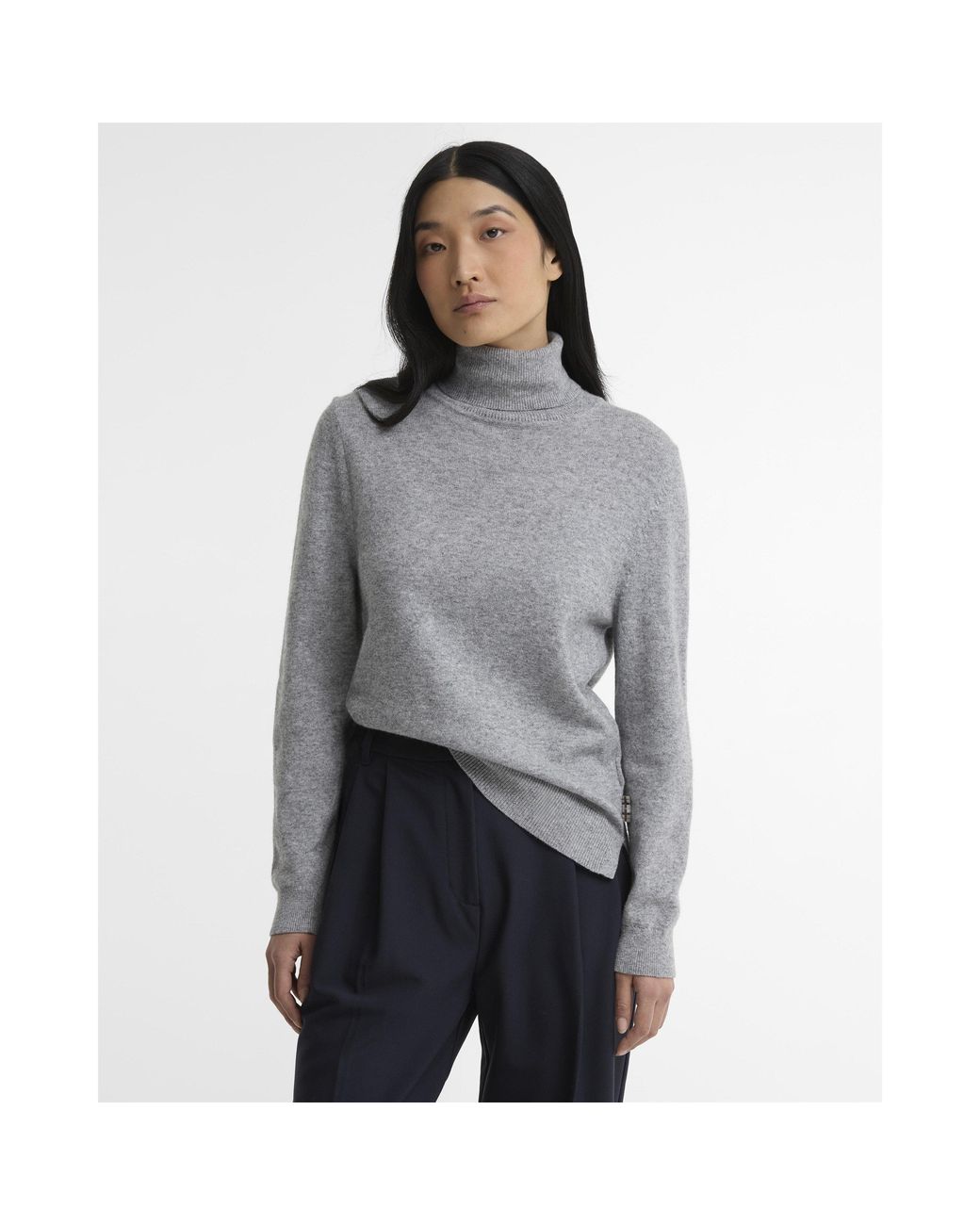 Barbour Gray Pendle Roll-Neck Jumper