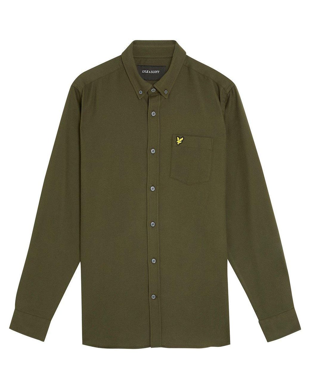 Lyle & Scott Green Flannel Long Sleeve Shirt for men
