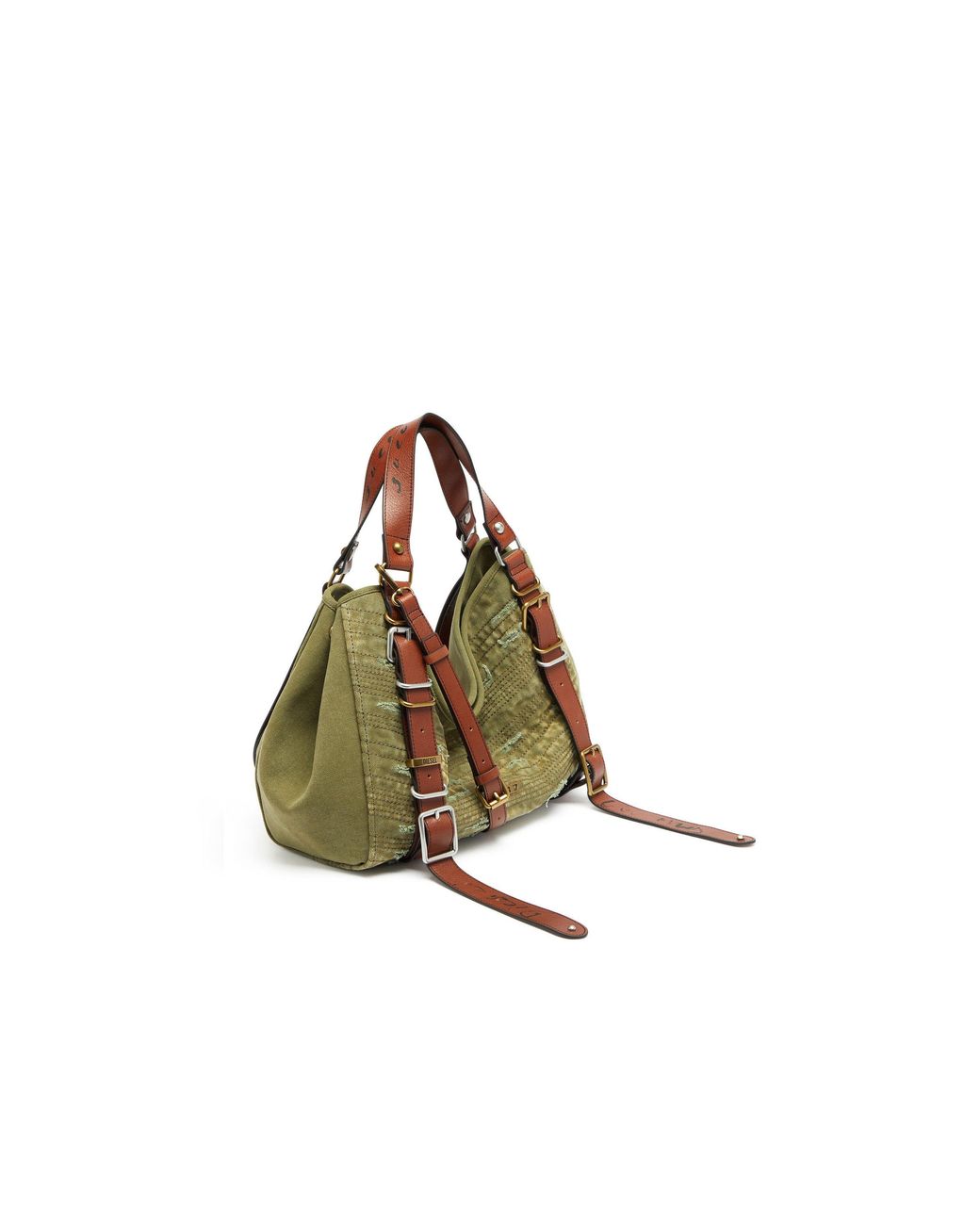 DIESEL Green Knot-D Tophandle M Leather Top-Handle Bag
