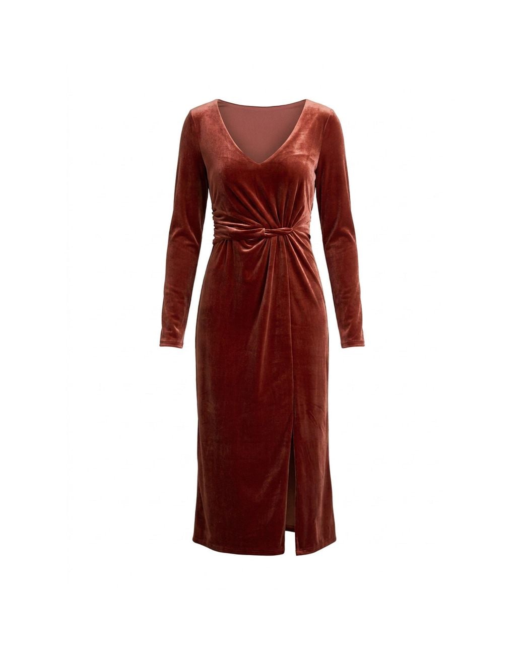 Gina Bacconi Red Annamaria Velvet Midi Dress