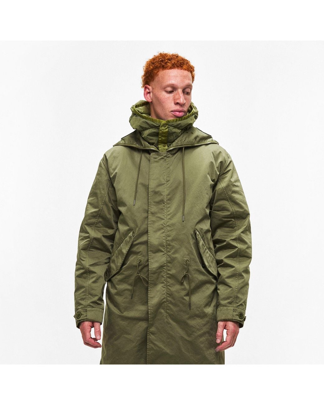 C P Company Green Explorer Hooded Long Sleeve Parka for men