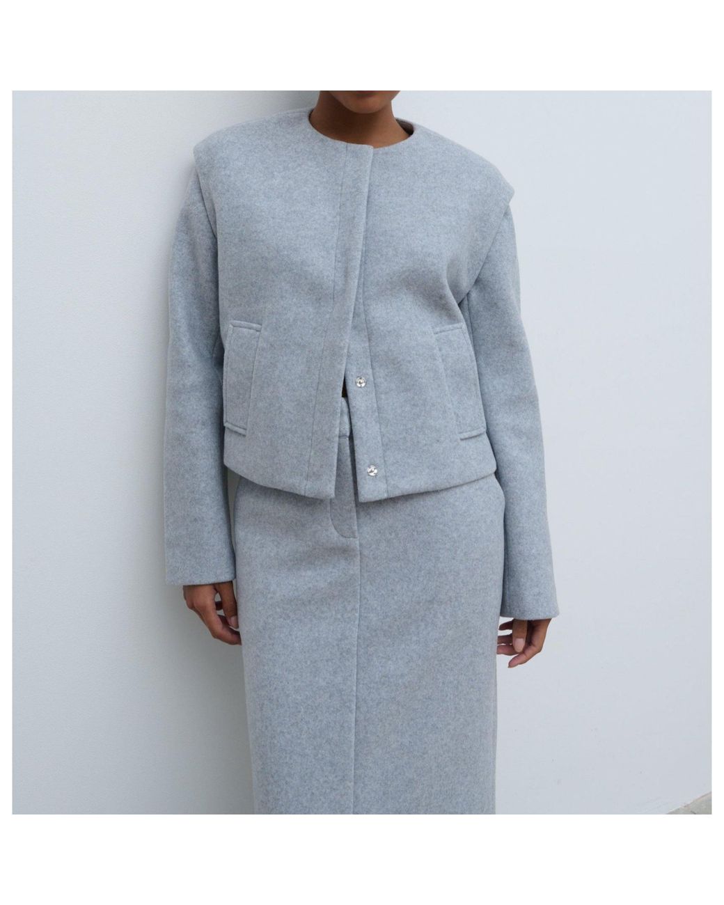 Pretty Lavish Blue Rudy Cropped Boxy Oversized-Fit Jacket