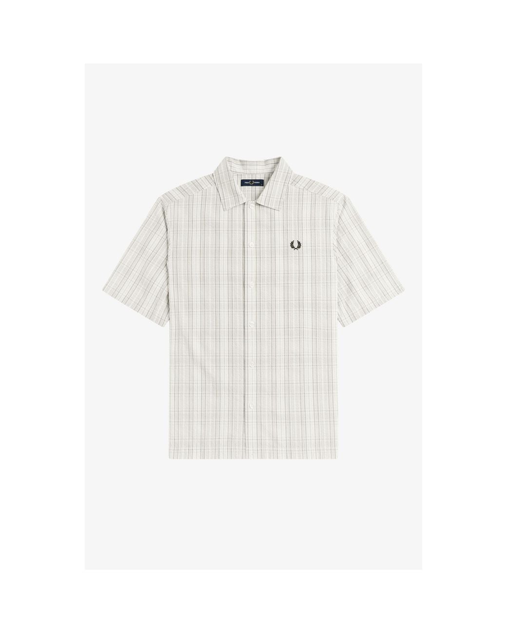 Fred Perry White Patterned Short Sleeve Shirt for men