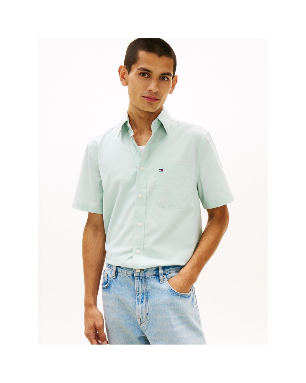 Tommy Hilfiger Blue Short Sleeve Plain Shirt for men