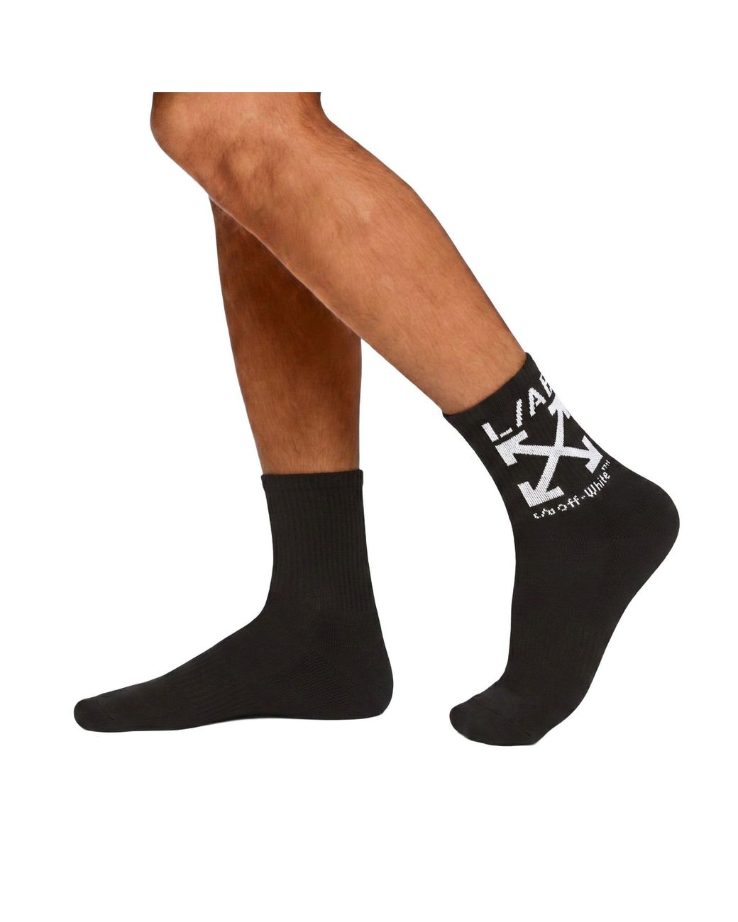 L/AB Off White Black Below-Calf Crew Socks 6 Pack for men