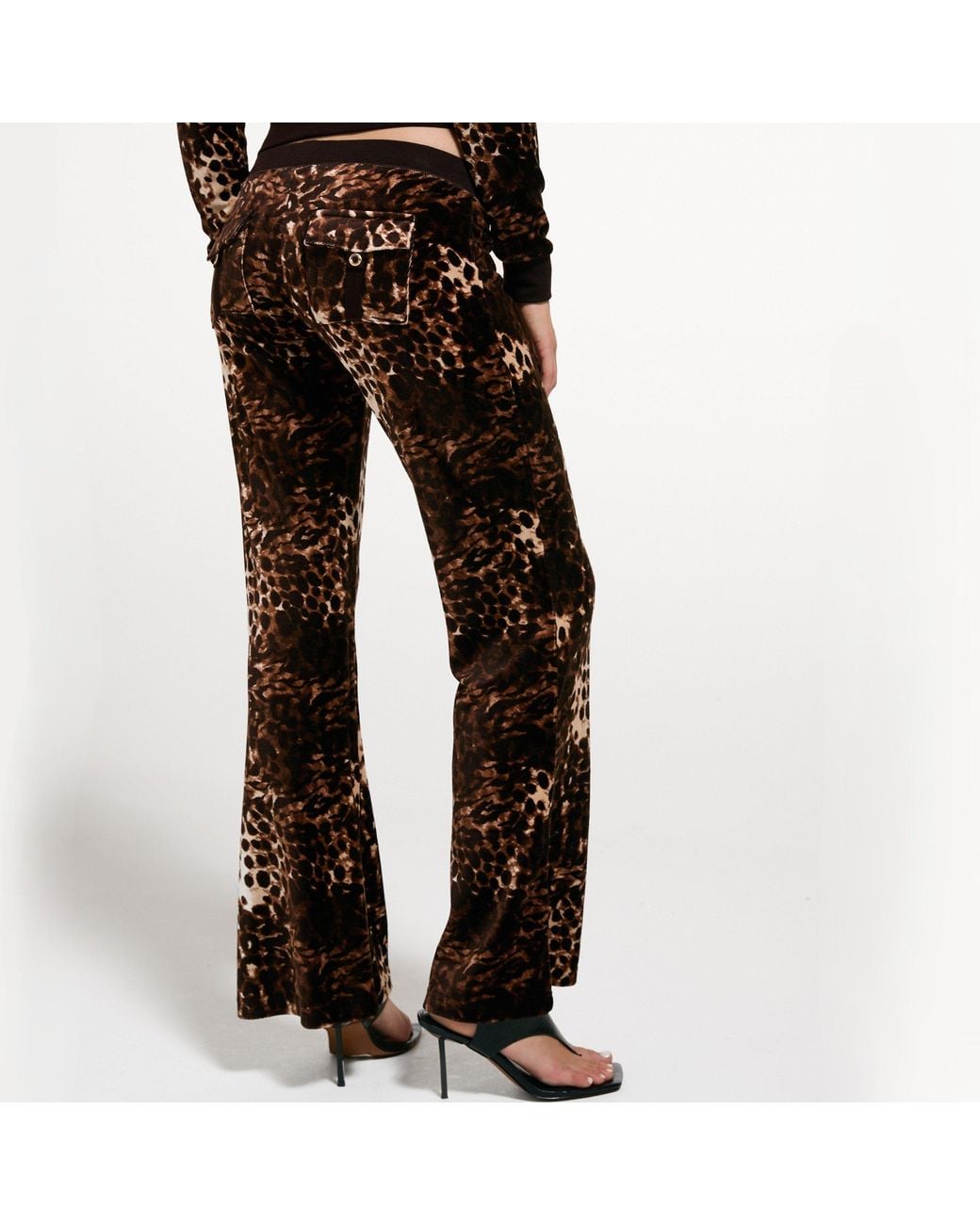 Juicy Couture Brown Velour Animal Print Joggers