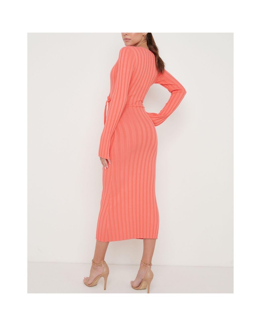 Pretty Lavish Pink Ribbed Knit Jumper Dress