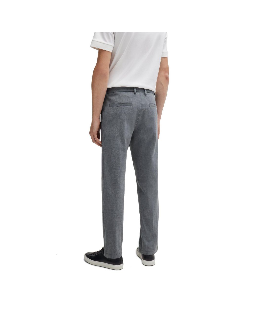 Boss Gray Straight Leg Trousers for men