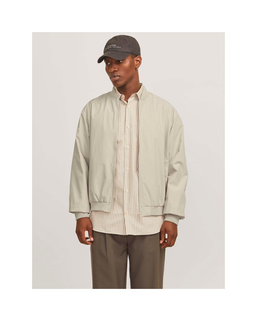 Jack & Jones White Charge Bomber Jacket for men